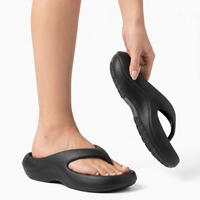 Sandy Unisex Lightweight Flip Flops | Soft Indoor Outdoor Slides Black