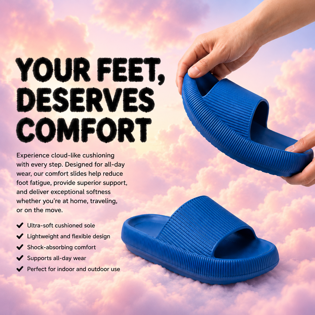 OUTLANDARS comfort slides — your feet deserve comfort